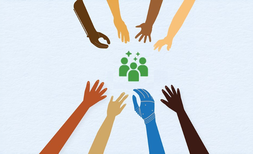 Some illustration hands are trying to connect