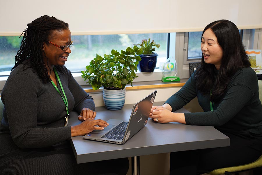 Lisa with teammate Celine Wang, speech language pathologist