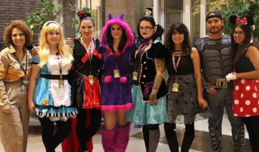 A group of people with their Halloween costume