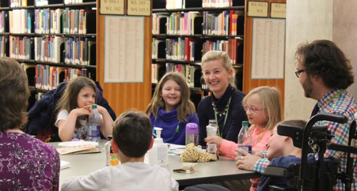 Meeting, with kids, in library