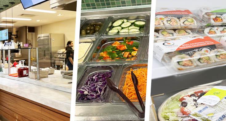 A collage of food services