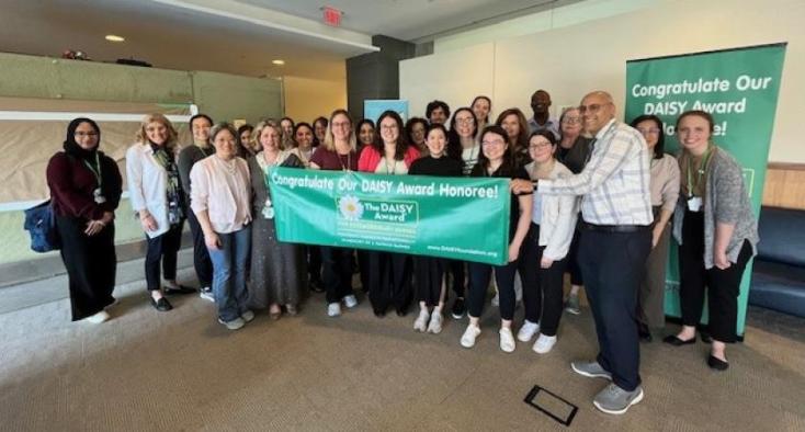 Nurses celebrating the Daisy Award