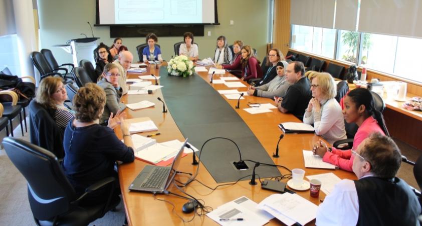 Family members sitting in a meeting