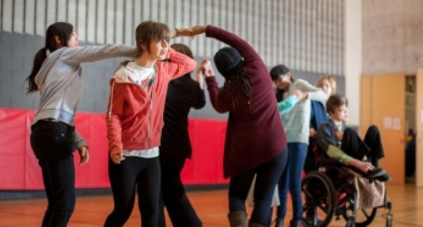 A group of kids playing an activity