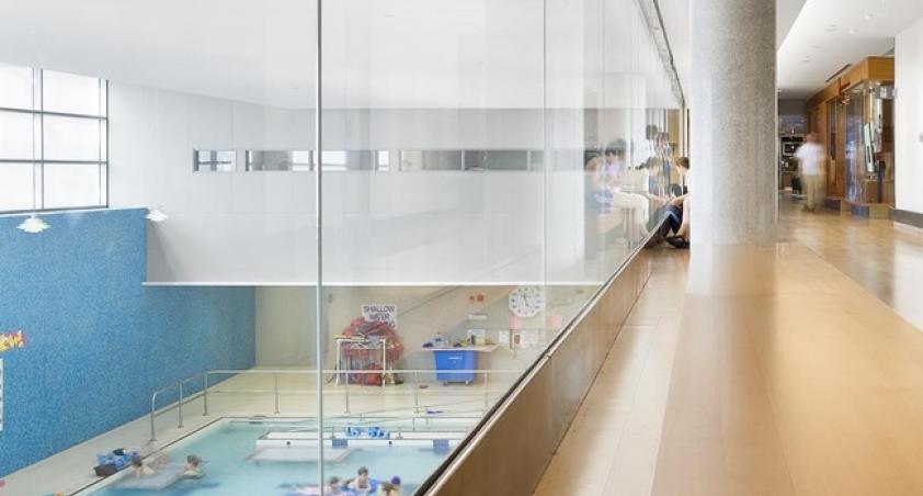 Pool activity can be viewed from level 1 observation area