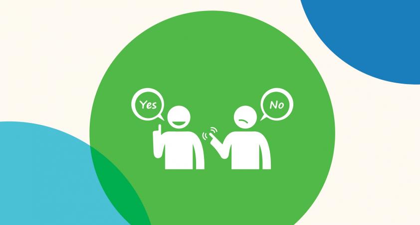 icon of people talking on a green circle