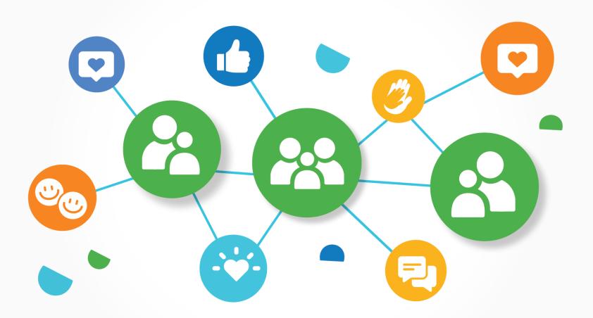 Icons of some people with a networking for different interests connecting together