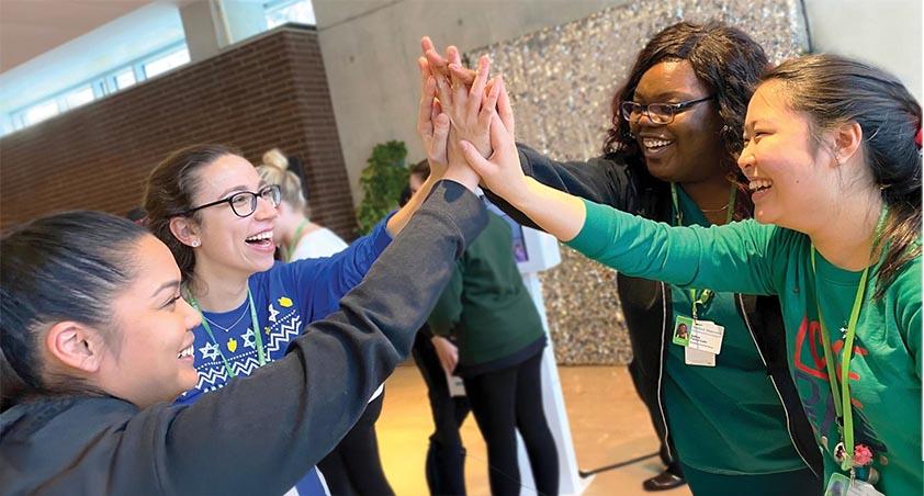 Some adults are high-fiving