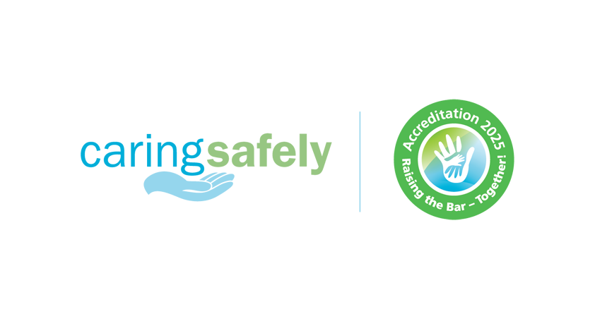 Caring safety and Accreditation 2025 logo