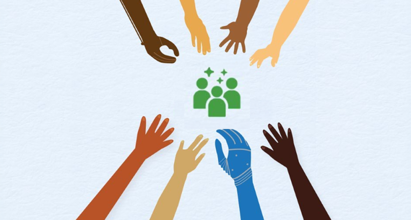 Some illustration hands are trying to connect