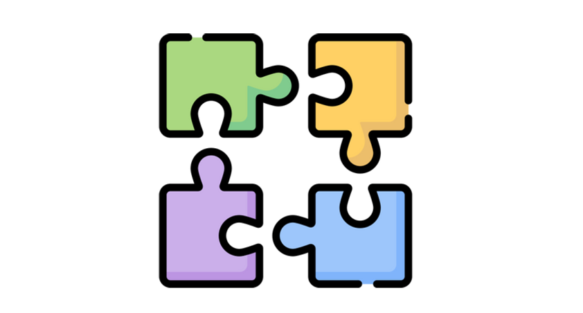 An illustration of 4 puzzle pieces