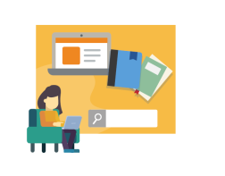 illustrated person searching online