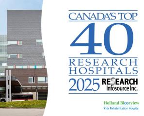 2025 Canada's top 40 research hospitals logo with the Holland Bloorview building