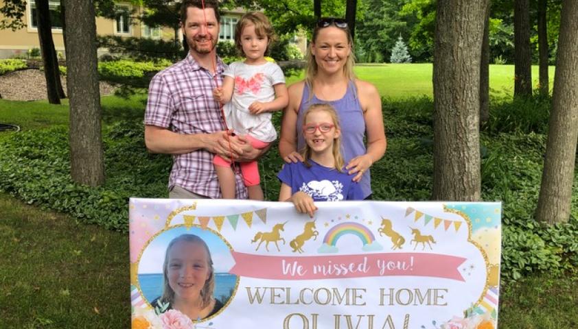 Olivia coming home after post-surgery.