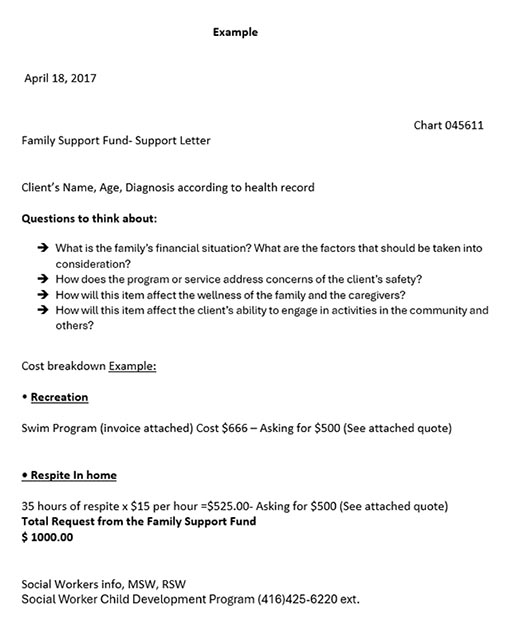 An example of letter to support