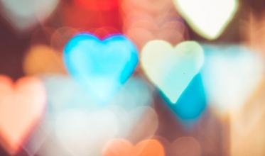 Faded and blurred hearts in various colours