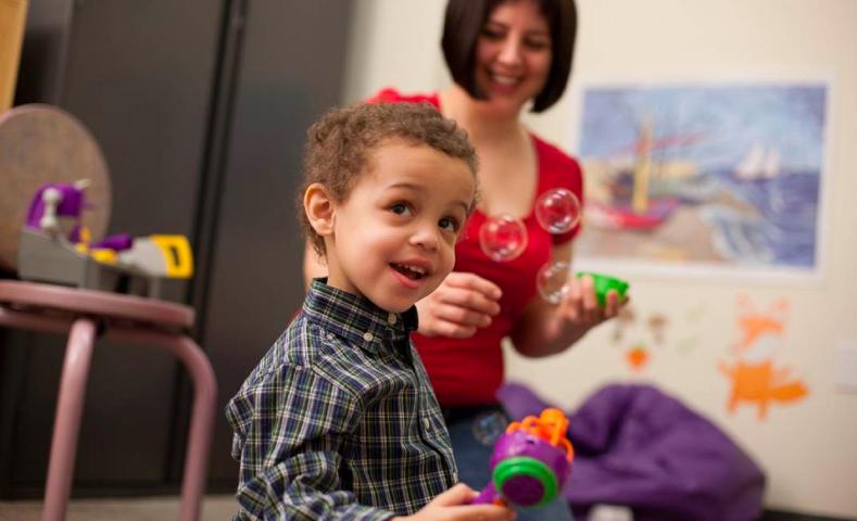 Clients playing with parent