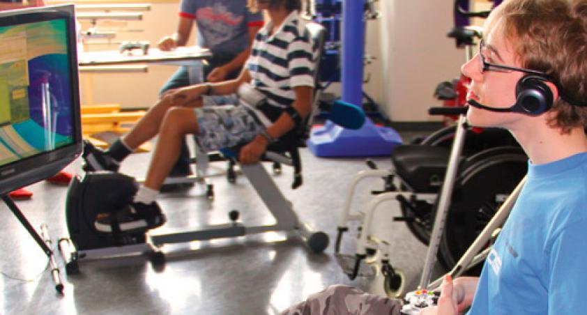 Youth looking at monitor screen