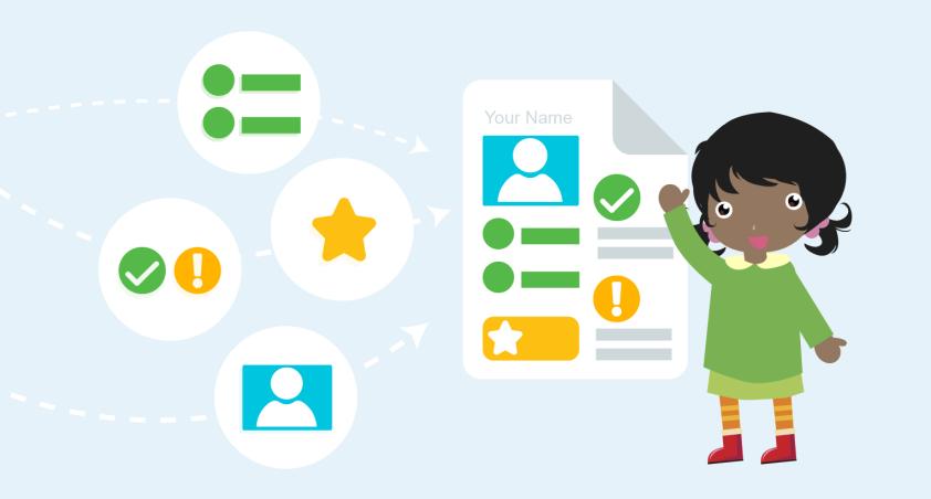 child with infographics