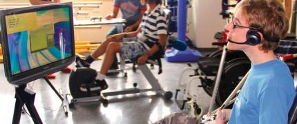 Youth looking at monitor screen