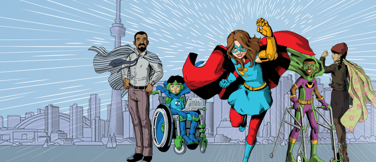 Cartoon of 5 people wearing capes
