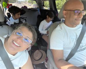 family in car