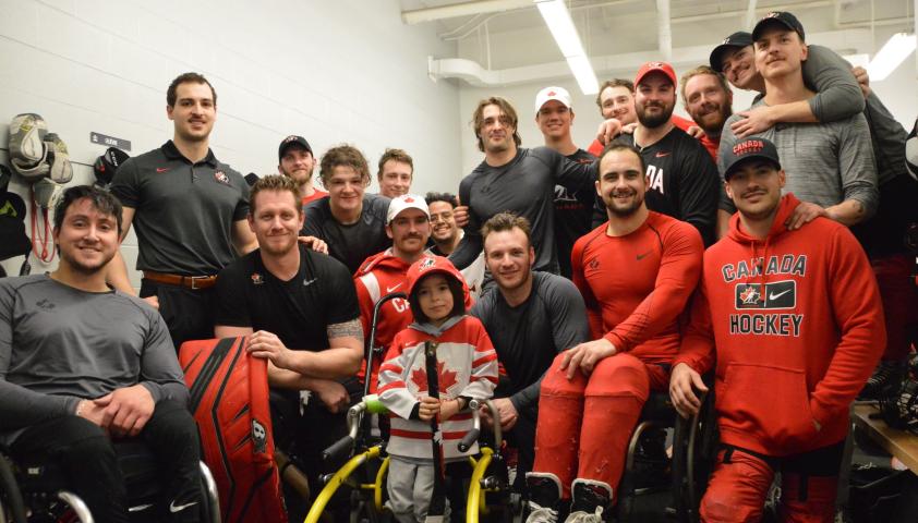Team Canada Sledge Hockey Team with Colton.
