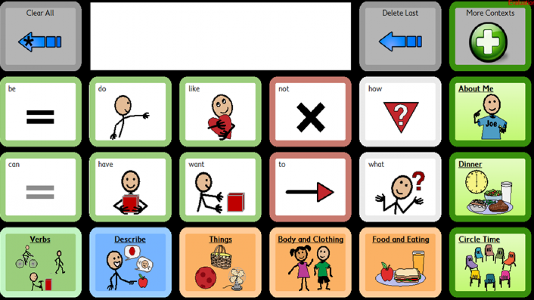 Screenshot of one of the communication devices the children use.